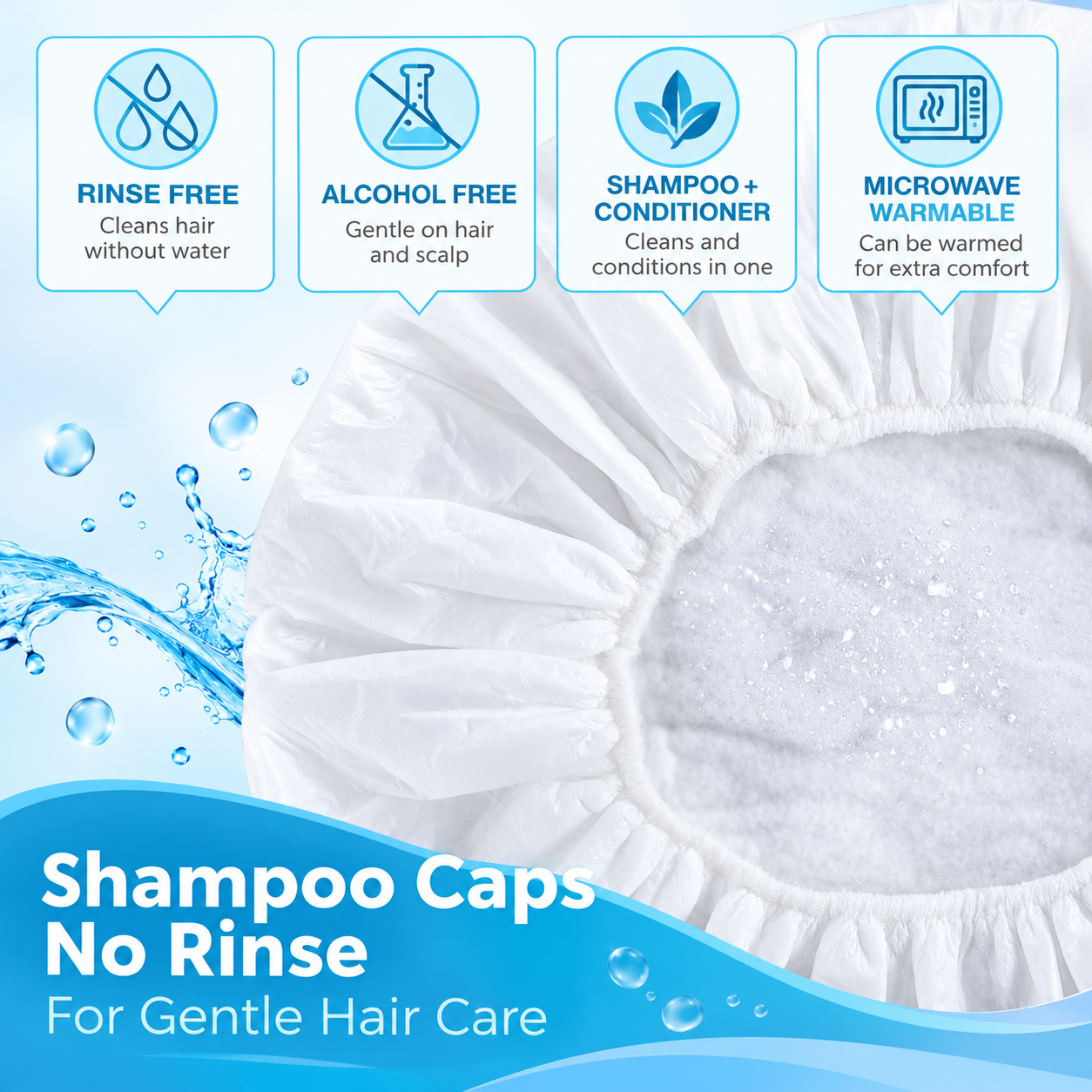 Top Wash Powder Disposable No Rinse Shampoo Caps with Vitamin E and Chamomile – Patient ...